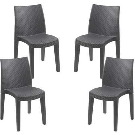 SET 4 PZ SEDIA LADY IMPILABILE DA ESTERNO ED INTERNO ANTRACITE 55 X 48 X H86 CM