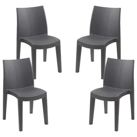 SET 4 PZ SEDIA LADY IMPILABILE DA ESTERNO ED INTERNO ANTRACITE 55 X 48 X H86 CM