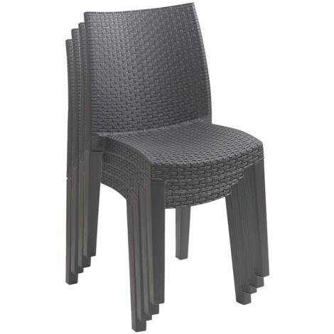 SET 4 PZ SEDIA LADY IMPILABILE DA ESTERNO ED INTERNO ANTRACITE 55 X 48 X H86 CM