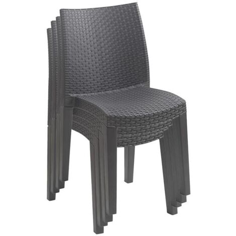 SET 4 PZ SEDIA LADY IMPILABILE DA ESTERNO ED INTERNO ANTRACITE 55 X 48 X H86 CM
