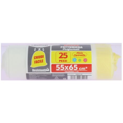 MAURY'S SACCHI PATTUMIERA 55X65 DA 25PZ CHIUSURA FACILE MELA E CANNELLA