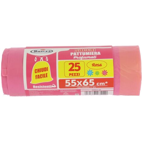 MAURY'S SACCHI PATTUMIERA 55X65 DA 25PZ CHIUSURA FACILE ALLA ROSA