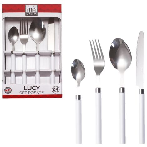 MAURY'S SET POSATE LUCY IN CONFEZIONE DA 24 PEZZI IN COLORE BIANCO
