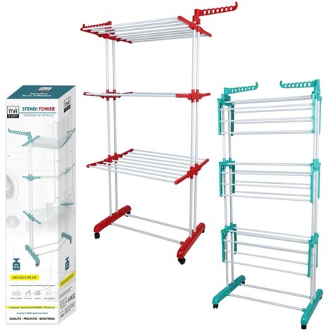 MAURY'S STENDINO A TORRE CON 3 PIANI 126 X 64 X H170 CM IN COLORE ASSORTITO
