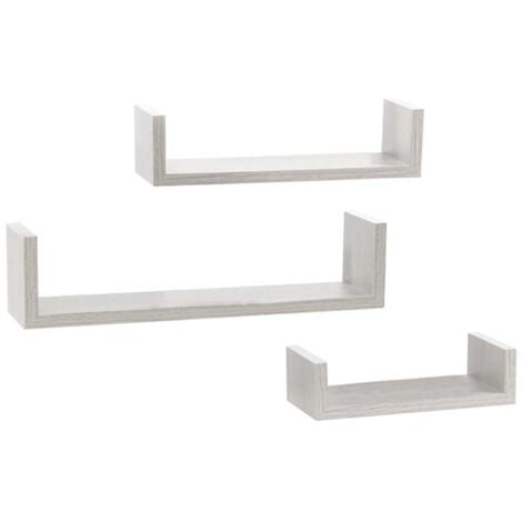 SET 3 MENSOLE LINEARI IN DIFFERENTI DIMENSIONI CON FINITURA BIANCO EFFETTO LEGNO