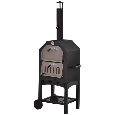 FORNO PER PIZZA BARBECUE A CARBONELLA IN ACCIAIO INOX 50 X 36 X 160 CM