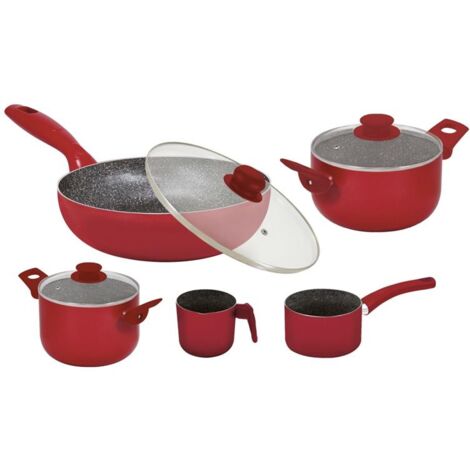 MAURY'S BATTERIA PREMIUM DI PENTOLE DA 8 PEZZI IN COLORE ROSSO