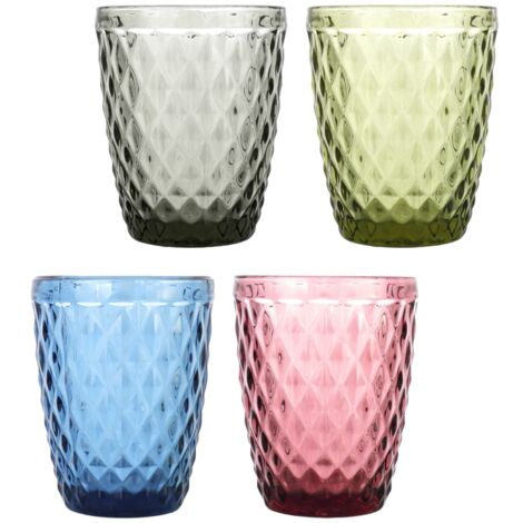 MAURY'S SET 4 BICCHIERI IN VETRO KING PER ACQUA DA 240ML IN COLORE ASSORTITO