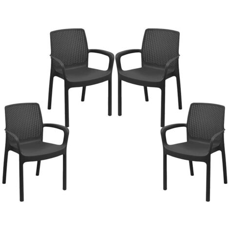 SET 4 PZ POLTRONA REGINA DA ESTERNO IN RESINA IN COLORE ANTRACITE (1/4)