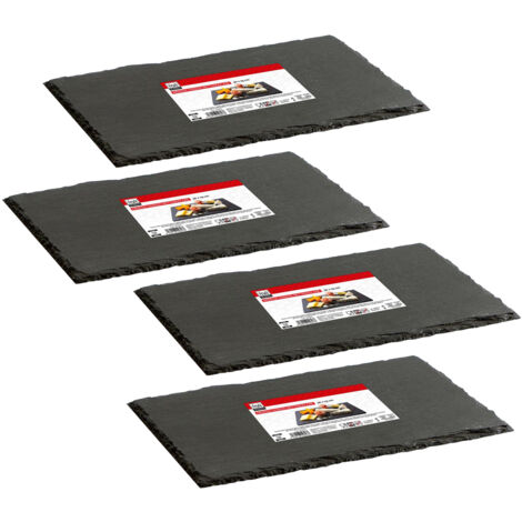MAURY'S SET 4 VASSOI RETTANGOLARI IN ARDESIA 35 X 15 CM PER ANTIPASTI O DESSERT