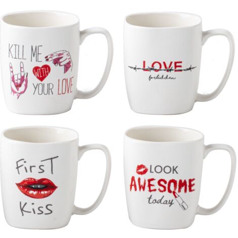 MAURY'S SET 4 TAZZE KISS CON DECORO ASSORTITO DA 390 CC (1/5)