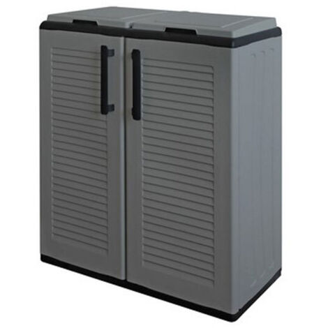ARMADIO PATTUMIERA BASSO IN PLASTICA 2 SCOMPARTI DIMENSIONI 68X37X H 84 CM 200 LT (1/5)