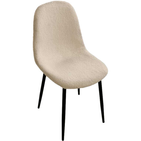 Maury's Set 4 Sedie Imbottite Teddy In Tessuto Con Gambe Oro - 44x48x88 Cm - Colore Bianco - 3
