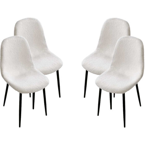 MAURY'S SET 4 SEDIE IMBOTTITE TEDDY IN TESSUTO NERO CON GAMBE ORO