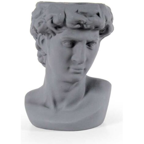 VASO PORTA PIANTE DESIGN TESTA DI UOMO BASE TONDA 21X19X29 CM GRIGIO (1/2)