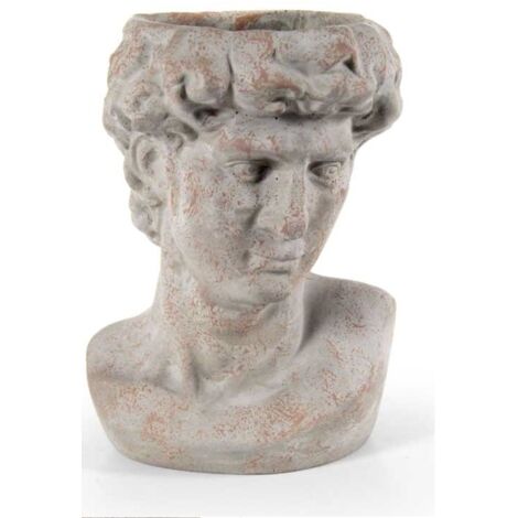 VASO PORTA PIANTE DESIGN TESTA DI UOMO BASE TONDA 19X19X29 CM GRIGIO (1/2)