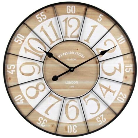 OROLOGIO DA PARETE IN METALLO CON INSERTI IN LEGNO 60X2 CM COLOR LEGNO