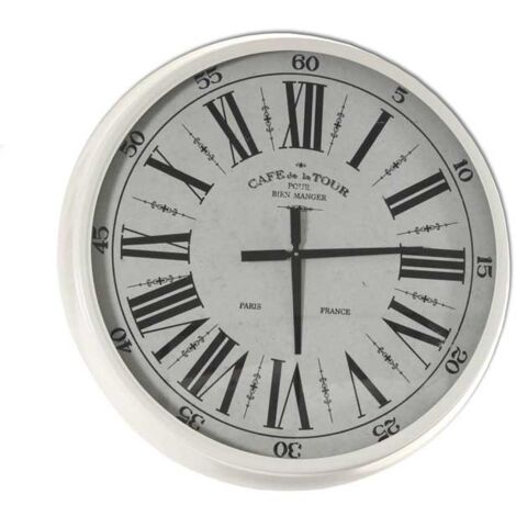 OROLOGIO MAXI DA PARETE IN METALLO E VETRO CON NUMERI ROMANI 76X12 CM BIANCO