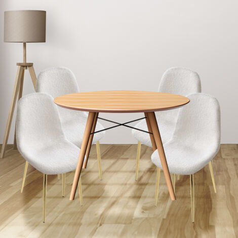 Sedia da sala da pranzo (sedia da cucina, sedia da salotto, 6 pezzi), sedia imbottita con bordatura di chiodi, gambe in metallo, beige | Leroy Merlin