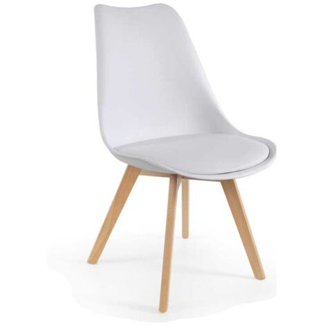 SEDIA IMBOTTITA STOCCOLMA CON GAMBE IN LEGNO 54X48X83 CM COLORE BIANCO (1/3)