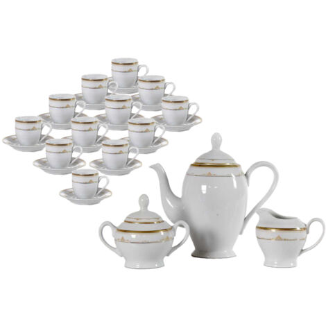 CLAUDIA SERVIZIO DI CAFFÈ IN SET DA 27 PEZZI CON DECORO ORO