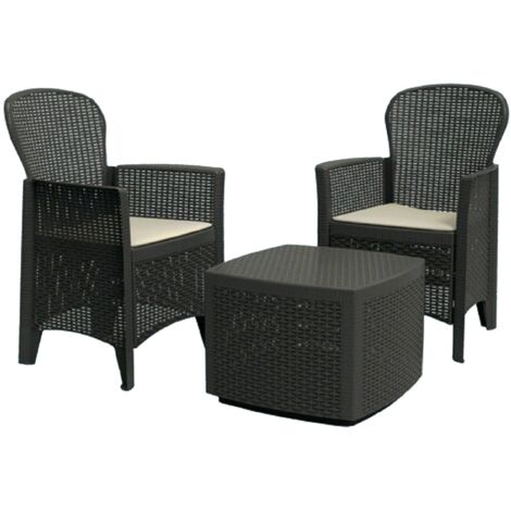 MAURY'S TREE SALOTTO DA GIARDINO CON CUSCINI 3 PZ ANTRACITE (1/2)