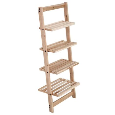 SCAFFALE DA PARETE INCLINATO CON 4 RIPIANI 42 X 26 X 100 CM COLORE NATURALE