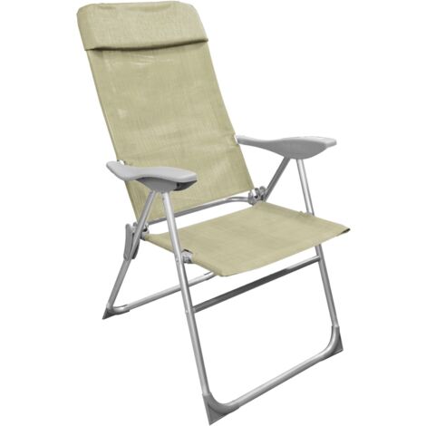 SEDIA RELAX ALTA 8 POSIZIONI IN ALLUMINIO H111X107X57CM CON BRACCIOLI E SEDUTA IN TESSUTO BEIGE