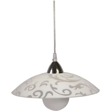 Sospensione D30 1xE27 Montatura Cromo-Trasparente Vetro Lastra Bianco E-Energy Melissa