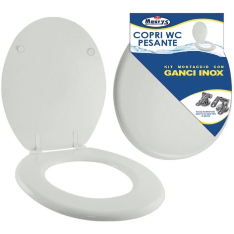 MAURY'S COPRI WATER WC GRIGIO KIT DI MONTAGGIO CON GANCI INOX EXTRA RESISTENTE (1/3)