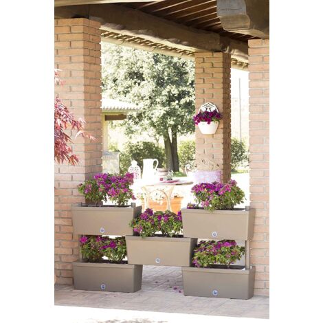 Kit Fioriere Componibili Brick Kit 5 Pz - Colore Tortora Bama