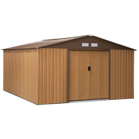 CASETTA DA GIARDINO CON 2 PORTE SCORREVOLI E IN ACCIAIO 340 X 386 X 200CM GIALLO
