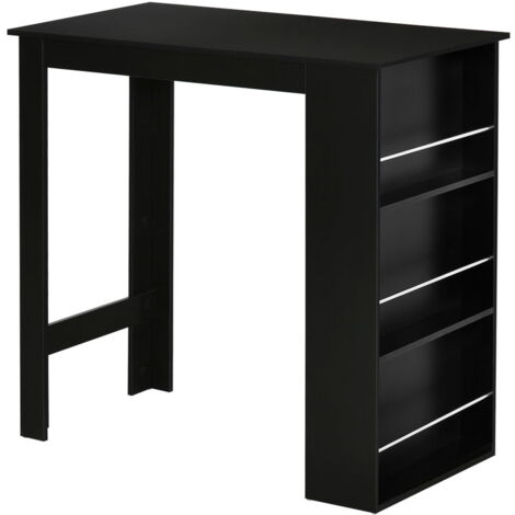 BANCONE DA CUCINA TAVOLO ALTO CON 3 MENSOLE IN LEGNO 112X57X106CM NERO (1/5)
