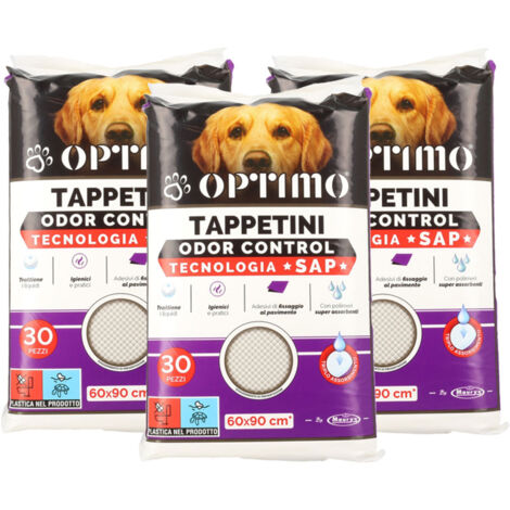 OPTIMO SET 3 TAPPETINI IGIENICI PER ANIMALI 60X90 CM L'UNO TOTALE 90 PZ (1/5)