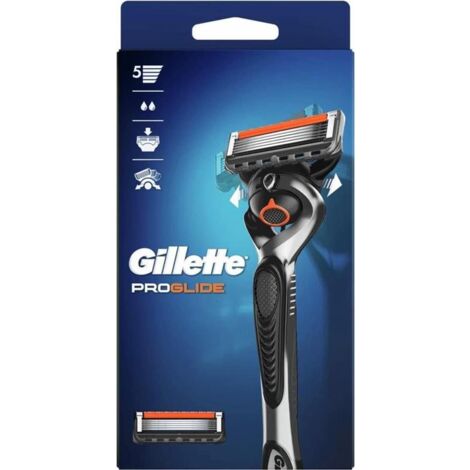 GILLETTE FUSION 5 PROGLIDE REGOLABARBA UOMO LAME RASOIO A MANO LIBERA 1 MANICO E 2 LAMETTE DA BARBA DA 5 LAME