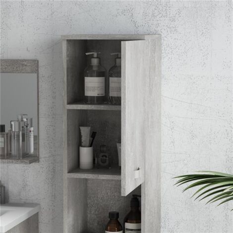 Lomadox Mobile Bagno 60 Cm Con Lavabo In Ceramica Effetto Cemento, 2 Cassetti Soft Close, Ante Scanalate, Bianco Opaco