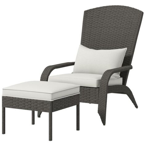 Sedia da giardino con poggiapiedi grigio scuro ADIRONDACK
