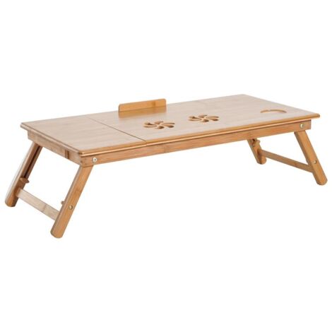 TAVOLINO DA LETTO PER PC PIEGHEVOLE E INCLINABILE CON CASSETTO. 72X35X22-30. COLORE LEGNO (1/5)