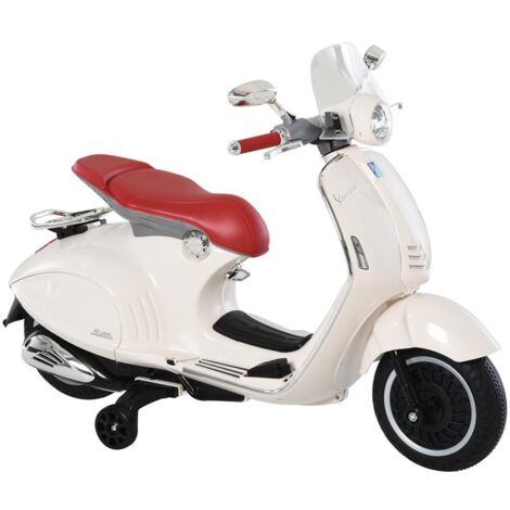 MOTO ELETTRICA PER BAMBINI CON LICENZA UFFICIALE VESPA. 2 ROTELLE. LUCI E SUONI. 108X49X75 CM. BIANCA (1/5)
