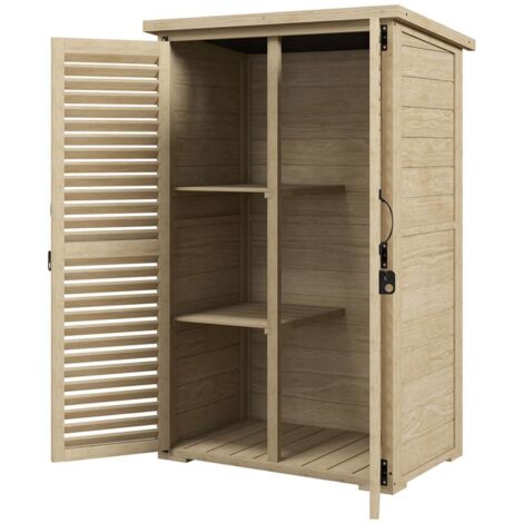 ARMADIO DA ESTERNO PORTAOGGETTI A 2 RIPIANI CON PICCHETTI. IN LEGNO DI ABETE. 75X50X111/118 CM