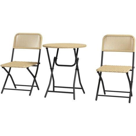 Set Giardino 3 Pezzi Outsunny - 2 Sedie E Tavolino In Rattan E Acciaio, Pieghevoli, Giallo E Nero - Foto 9