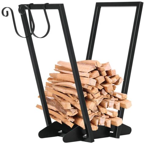 Portalegna Da Esterno/Interno HOMCOM In Acciaio Con 4 Attrezzi - Paletta, Scopino, Attizzatoio, Pinza, 46x30x76cm - Foto 8