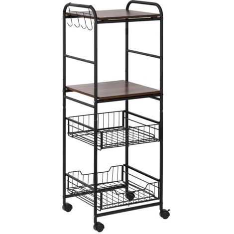 LEKY Carrello Da Cucina Portatutto In Metallo – 2 Ripiani, Bianco, Con Ruote – Prodotto In Spagna - 3