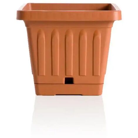 Vaso Roma Quadrato 40x40 cm 32 Lt Colore Terracotta Con Sottovaso Self Waterer