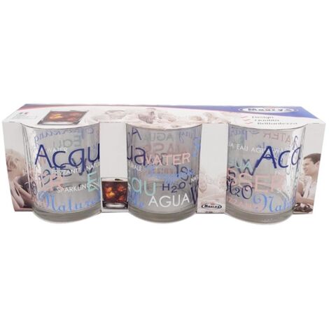 MAURY'S MIX WATER BICCHIERI PER ACQUA 3PZ IN VETRO CON SCRITTA