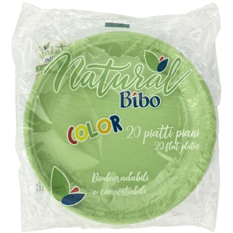 MAURY'S PIATTI PIANI BIOPLASTIC DIAMETRO 21,5 CM 20 PEZZI IN COLORAZIONE VERDE (1/5)