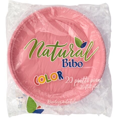 MAURY'S PIATTI PIANI BIOPLASTIC DIAMETRO 21,5 CM 20 PEZZI IN COLORAZIONE ROSA (1/5)