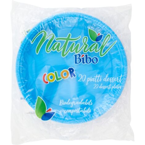 MAURY'S BIOPLASTIC PIATTI DESSERT DIAMETRO 17 CM 20 PEZZI IN COLORAZIONE AZZURRA (1/5)