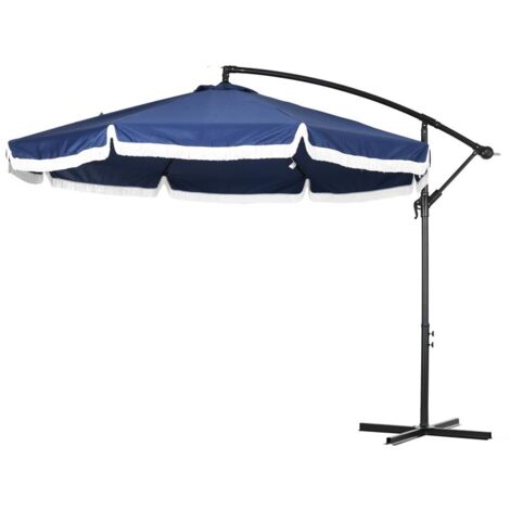 Ombrellone Da Giardino DecHome 3x1.5 M Con Luci LED Solari E Base A Croce - Telo In Poliestere, Palo In Acciaio, Inclinabile, Grigio