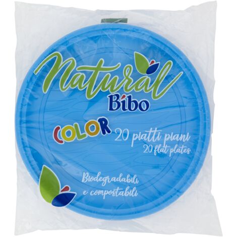 MAURY'S PIATTI PIANI BIOPLASTIC DIAMETRO 21,5 CM 20 PEZZI IN COLORAZIONE AZZURRA (1/5)